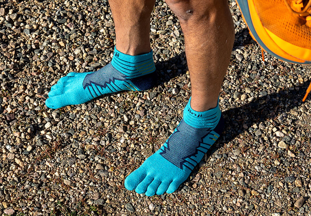 Injinji Ultra Run Mini-Crew performance toesock in an online exclusive color called Emerald.